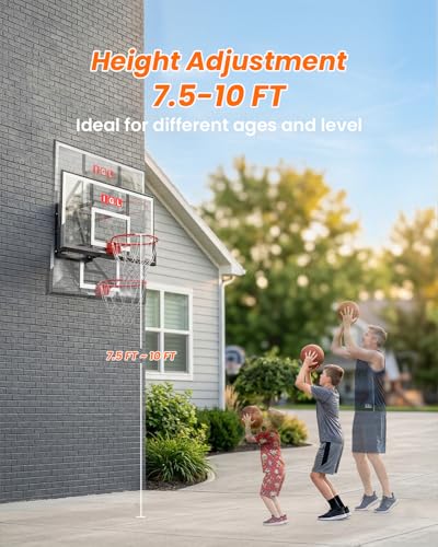 IGL In ground Basketball Hoops Outdoor, 10ft Height Adjustable Basketball Goal In ground with Shatterproof Backboard and Pro-Style Rim - size: 54 inch Backboard - Wall Mount