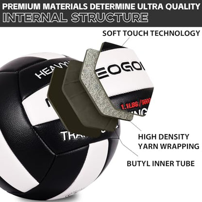 1.1LBS Weighted Heavy Volleyball For Setters Serve Trainer Setter Weighted Volleyball Training Equipment Size 5 Soft PU Leather, Durable for in&Outdoor Training, Perfect for Setting, Rebounders