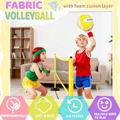 Soft Volleyball-Super Soft Fabric Light Volleyball for Indoor Practice Safe and Quiet Kids Youth Beginners House Yard Training Practice Games(Deflated) - color: Yellow,white