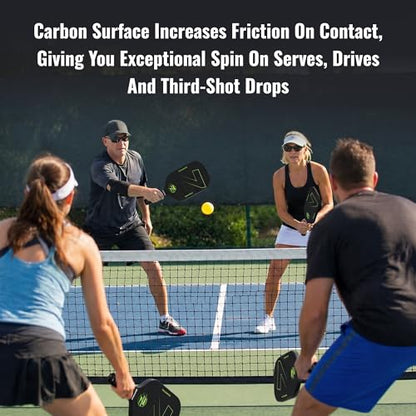 ZENTROVA Carbon Fiber Pickleball Paddle – T700 Raw Carbon Surface, 16mm PP Honeycomb Core, Max Spin & Control with Complete pickleballs Set, Cover & Carry Case – Beginner to Intermediate, Men & Women