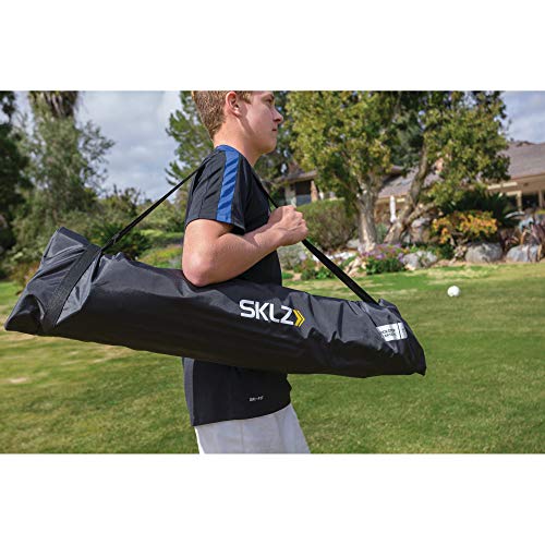 SKLZ Quickster Soccer Goal - Portable Goal for Backyard & Field - Durable Tension-Tite Frame & Heavy Gauge 2-Ply Net - Adjustable Click-Lock Poles, Metal Stakes - Carrying Case with Handle