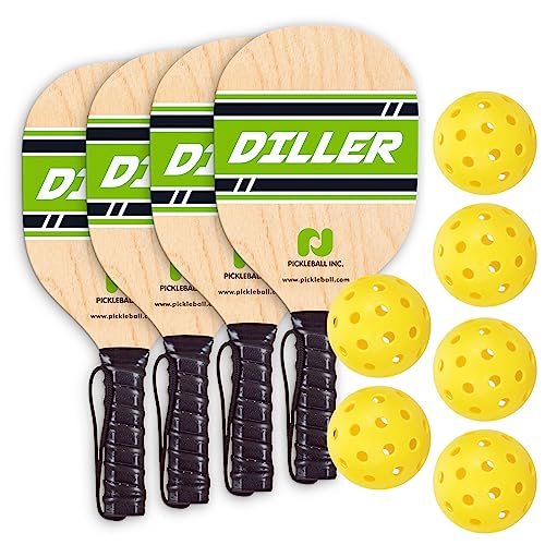 Diller Pickleball Paddle 4 Player Bundle (Set Includes 4 Paddles & 6 Balls)…
