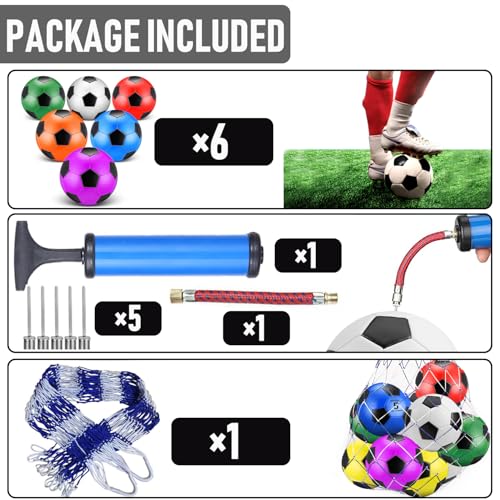 6-Pack Christian Charity Donation Soccer Balls with Pump, Sizes 5/4/3, Deflated Bulk Set for Samaritan's Purse Operation Christmas - size: Size 5