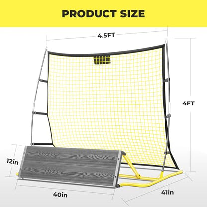 PLAYAPUT 2 in 1 Soccer Rebounder Net & Board, Dual-Sided Rebounder for Solo/Team Practice, High-Bounce Soccer Bounce Back Net for Passing,Volley, Football Trainer Net with Board Wall for All Players