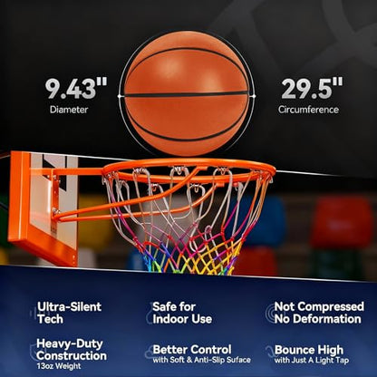 Pelidox Silent Basketball – Not Vacuum Shipped - 2025 Upgraded Airless Soft Foam Ball Soundless for Quiet Dribbling and Indoor Training – Real Feel Higher Bounce No Noise