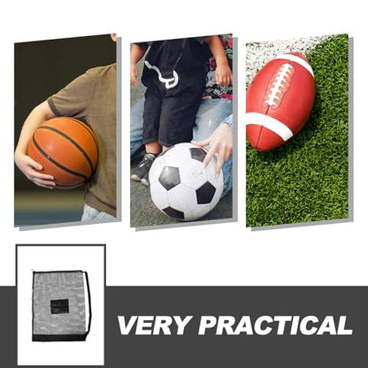 KALLORY Large Capacity Basketball Soccer Volleyball Drawstring Bag Mesh Sports Ball Carrier Portable Outdoor Storage with Shoulder Strap for Team Sports