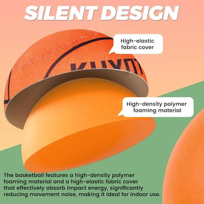 KUYOTQ Size 5 Silent Basketball with Soft Cloth Cover, No Shedding, No Residue, Durable Quiet Indoor Training Basketball, for Apartments & Home Gyms, No Pump Needed