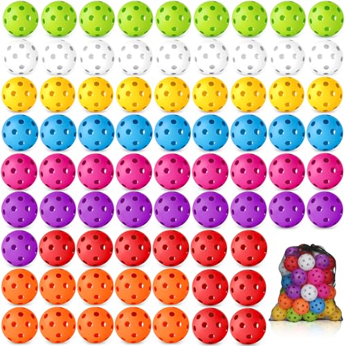 Coopay 24/80 Pack Practice Baseball SoftBalls Plastic Training Balls Lightweight Hollow Balls with a Drawstring Bag for Hitting, Baseball Training Indoor Outdoor Use - color: Multicolor, style: 80 Pack