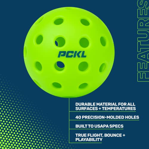 PCKL Optic Speed Pickleball Balls | Choose Indoor or Outdoor Pickleballs | USAPA Tournament Aproved | 4 Pack Crack-Resistant - style: Outdoor Green
