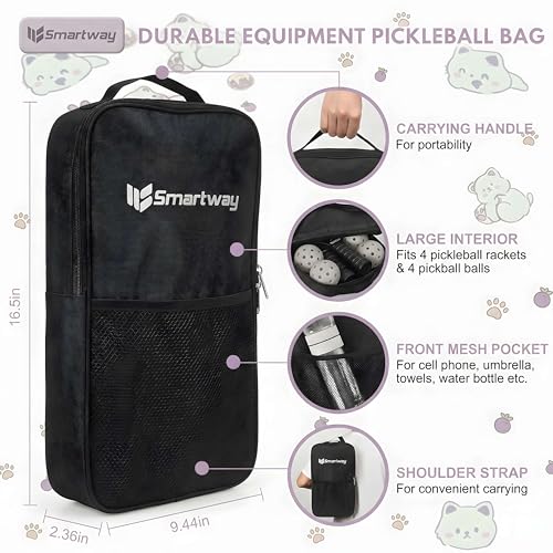 Smartway USAPA Approved Pickleball Paddles Set - Included 2 Lightweight & Slip Resistant Fiberglass Pickle Ball Rackets + 4 Balls + 1 Portable Carry Bag, Pickle Ball Set for Men Women Beginners