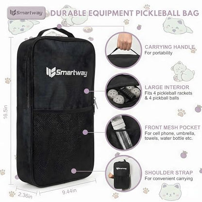 Smartway USAPA Approved Pickleball Paddles Set - Included 2 Lightweight & Slip Resistant Fiberglass Pickle Ball Rackets + 4 Balls + 1 Portable Carry Bag, Pickle Ball Set for Men Women Beginners