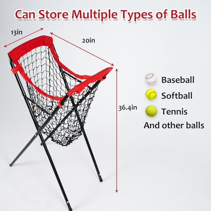 HOMEE Baseball Caddy,Portable and Foldable Ball Caddy for Baseball and Softball, Extra Large Baseball Caddy for Balls, Holds Over 100 Baseballs for Batting Pitching Practice Training