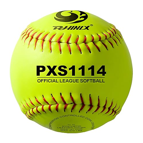 PHINIX Fast-Pitch Softballs Cork Core for Practice, Competitions 11" & 12" Options (COR .47 / Comp.375) - color: 11 inch （Box of 12）