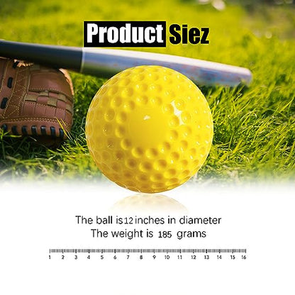 12 Pcs Yellow Dimpled Softballs, 12-Inch Pitching Machine Ball Softballs for Indoor/Outdoor, Hitting and Fielding Practice Foam Sport