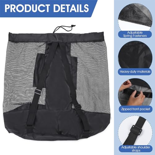 2 Pack Heavy Duty Soccer Ball Bag,Volleyball Ball Bag with Adjustable Strap,soccer Ball Bags for Coaches, Mesh Ball Bag for Holding Basketball, Volleyball, Baseball, Swimming Gear - color: Black-S