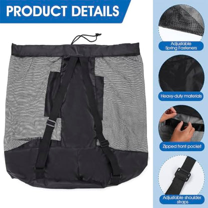 2 Pack Heavy Duty Soccer Ball Bag,Volleyball Ball Bag with Adjustable Strap,soccer Ball Bags for Coaches, Mesh Ball Bag for Holding Basketball, Volleyball, Baseball, Swimming Gear - color: Black-L