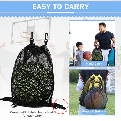 KAEGREEL Drawstring Soccer Bag Basketball Backpack for Kids Teens, Foldable Sports Bags Detachable Ball Mesh Bag for Gym Yoga Football Baseball - color: Black