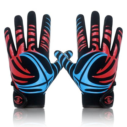 Youth Football Gloves -Sticky Football Receiver Gloves with Tacky Silicone Palm for Kids Girls Boys Flag Football Practice Games,Stretch Fit Quick-Dry Excellent Grip Football Receiving Gloves