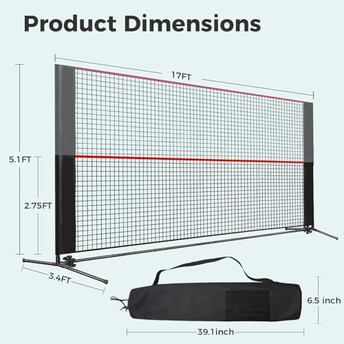 OLIXIS Portable Badminton Net, 2-5 FT Height Adjustable Volleyball Net, Badminton Net with Carry Bag, Volleyball Net, Pickball Net, Backyard Game Indoor Outdoor Use