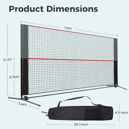 OLIXIS Portable Badminton Net, 2-5 FT Height Adjustable Volleyball Net, Badminton Net with Carry Bag, Volleyball Net, Pickball Net, Backyard Game Indoor Outdoor Use