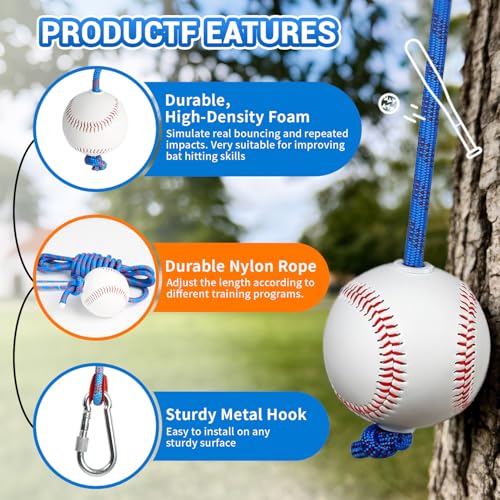 Portable Baseball Swing Trainer Suitable for Baseball and Softball Training, Supports Solo Batting Practice, Features Easy Setup, and Enables Fast, Efficient Training Sessions