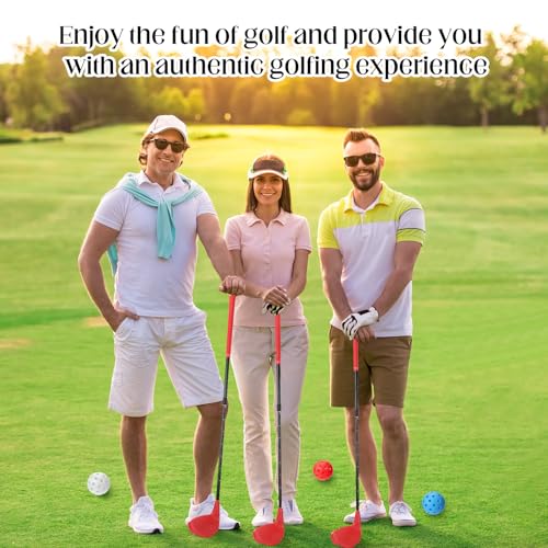 Realspring Backyard Golf Club Set Adjustable Golf Club for Backyard Game Plastic Chipping Clubs Plastic Balls Outdoor Indoor Training Practice Gift for Adults(Red,Right Hand) - style: Right Hand