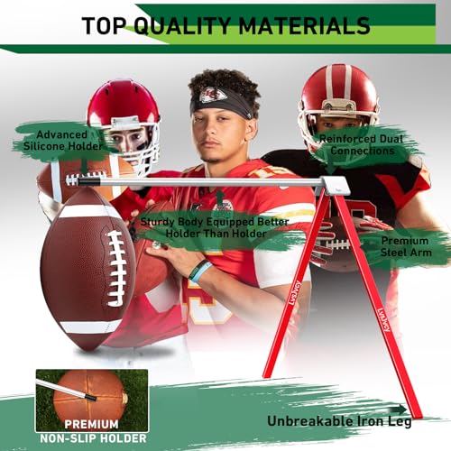Football Kicking Tee Stand, Premium Field Goal Kickoff Holder Equipment, Professional Kick Goal Posts Gear Compatible with All Football Size, Football Trainer Practice Accessories Gifts - color: Red, size: 1 PCS