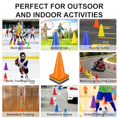 30 x 9-inch Plastic Traffic Cones – Safety Cones for Sports Agility Training, Football Practice Equipment, and Drills for Basketball and Football