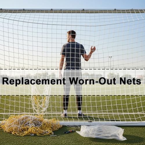 2 Pcs Soccer Replacement Goal Nets, 24x8FT, 20x6.5Ft, 10x6.5FT Polyethylene Polyester Football Net, Full Size Heavy Duty Soccer Net Set, NOT Include Posts - color: White, size: 24Ft x 8Ft