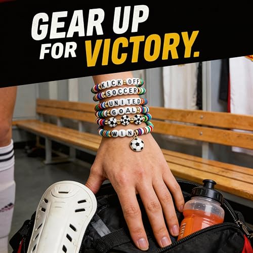 OHOME Soccer Mom Essentials - 6 Pack Soccer Bracelets | Soccer Party Favors - 2026 World Game Cup Merchandise Jewelry Accessories Outfits for Women Men - Soccer Gifts for Fans Players Coaches Team - style: Soccer