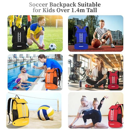 EULANT Soccer Backpack with Shoes Compartment, Waterproof Drawstring Bag for Sport Gym Swim Yoga Travel Football Volleyball