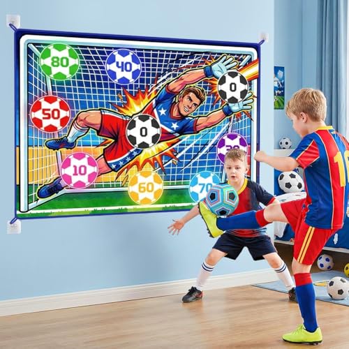 Soccer Ball Game Set for Kids Sticky Flannel Target with 2 Balls, Indoor Outdoor Backyard Shooting Toss Game, Sticky Soccer Ball Game Sports Toys Gift for Boys Girls 3-5 6-8 8-12 Year Old