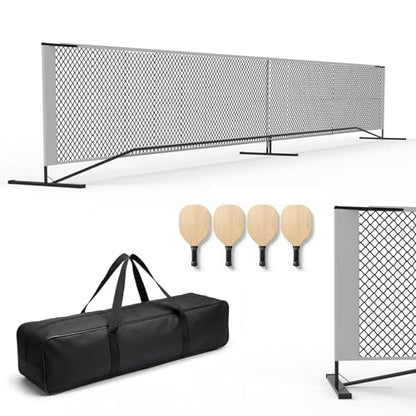 22FT Portable Pickleball Net for Driveway with Carry Bag – Regulation Size Metal Frame Net System with 4 Paddles & 4 Outdoor Balls, Fast Setup, Weather Resistant for Backyard, Park & Beach