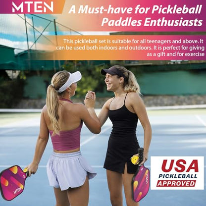 Pickleball Paddles Set of 2 or 4, or Single Paddle – USAPA Approved Fiberglass Surface Pickleball Rackets Set for Men & Women - color: RED*2