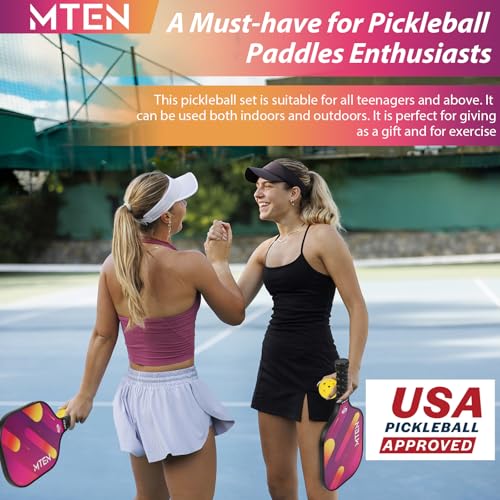 Pickleball Paddles Set of 2 or 4, or Single Paddle – USAPA Approved Fiberglass Surface Pickleball Rackets Set for Men & Women