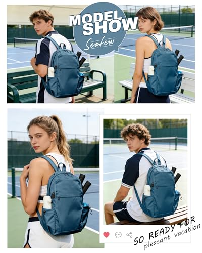 SEAFEW Large Blue Sling Pickleball Crossbody Sling Bag - Men's & Women's Pickleball Sports Backpack with Water Bottle Holder, Adjustable Pickleball - color: Blue-large