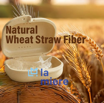 LA MIERE Wheat Straw Retainer Case, Slim Aligner Case with Vent Holes, Compatible with Invisalign, Mouth Guard, Buttercup - color: Buttercup