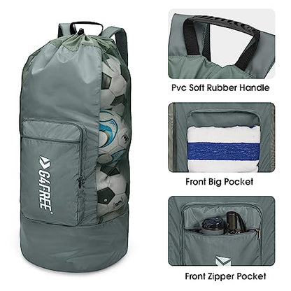G4Free Extra Large Mesh Ball Carry Bag for Soccer, Basketball, Football, Volleyball, Swim - color: Grey