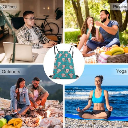 Drawstring Backpack Gym Sackpack Lightweight Waterproof String Bag for Sports Travel Yoga Beach Swimming, Men Women Unisex, Axolotls Hearts And Bubbles Green Bags - color: Picture (361)