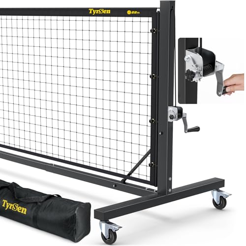 Pro Pickleball Net – Hand Winch Tension System, 22ft Tournament-Grade, Anti-Sag, Locking Wheels, Heavy-Duty Frame, Easy Setup, Portable & Carry Bag Included