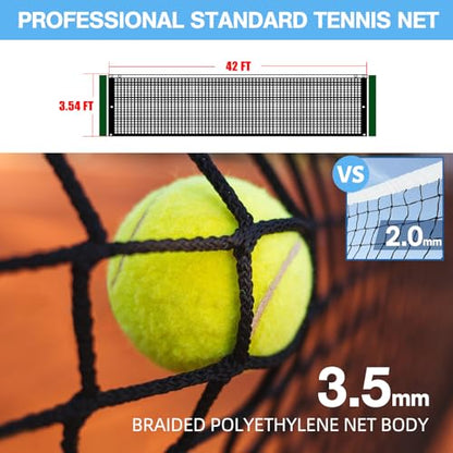 Tennis Net Outdoor Heavy Duty Professional Tennis Court Net Replacement Portable Tennis Net Nylon for Standard Tennis Courts [Includes 2 Fiberglass Dowels]