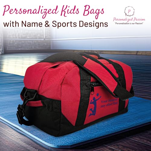 14” Small Sports Duffel Bags for Kids - Waterproof Travel Duffle Bag with Name and Swimming Design - Pink Two-Toned Kids Weekender Bag for Boys and Girls - color: Pink, style: Swimming