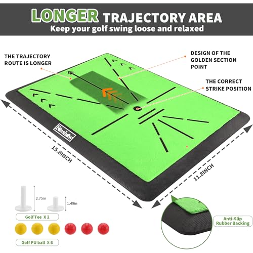 Golf Hitting Mat, Swing Path Feedback Golf Training Mat, 16"x12" Extra Replaceable Practice Mat, Indoor Outdoor Golf Swing Detection Mat, Ideal Golf Gifts for Men & Women Home Backyard Use