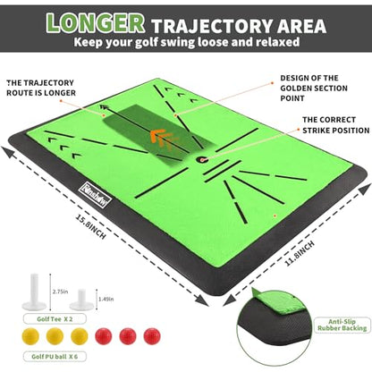 Golf Hitting Mat, Swing Path Feedback Golf Training Mat, 16"x12" Extra Replaceable Practice Mat, Indoor Outdoor Golf Swing Detection Mat, Ideal Golf Gifts for Men & Women Home Backyard Use