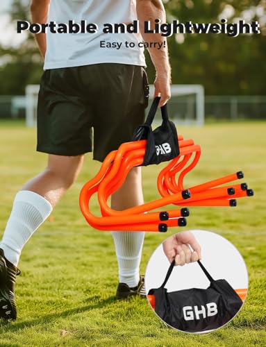 GHB Agility Hurdles 8" Speed Agility Training Hurdles, Detachable Sturdy Hurdles Training Equipment Set with Carry Bag for Kids,Athletes,Soccer,Basketball - size: 5 Pack