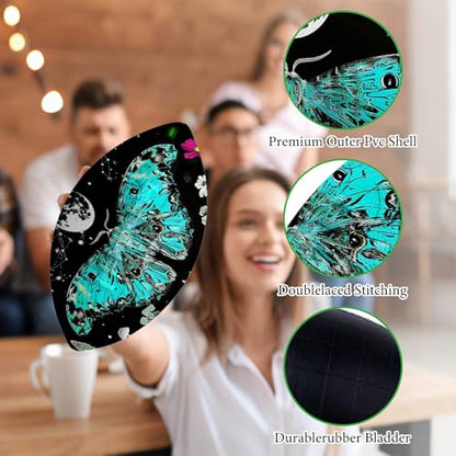 American Football, Official Size 11.9 x 7.3 Inch, Premium Composite Leather High-Grip Ball with Pro-Style Lacing, Unique Prints for Training, Games & Gifts - color: Moth Moon