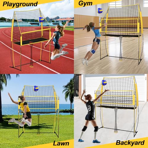 Volleyball Training Net, Portable Adjustable Trainer for Serving Spiking & Setting – 3-in-1 Height Settings for Kids Teens & Adults, Sturdy Steel Frame for Backyard Beach Gym Indoor/Outdoor Practice