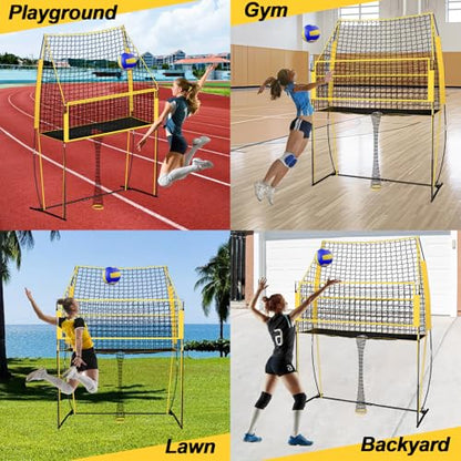 Volleyball Training Net, Portable Adjustable Trainer for Serving Spiking & Setting – 3-in-1 Height Settings for Kids Teens & Adults, Sturdy Steel Frame for Backyard Beach Gym Indoor/Outdoor Practice