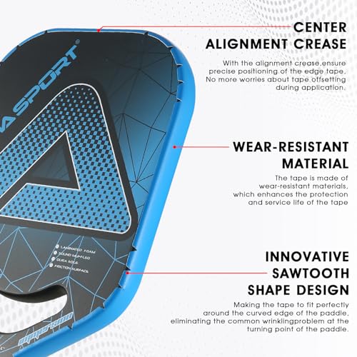 PICKLETECH Pickleball Paddle Protection Tape - Paddle Head Edge Guard - Racket Edge Protection Tape -Fit Perfectly Curved Edge -No Wrinkling - color: Blue, size: Width 20mm