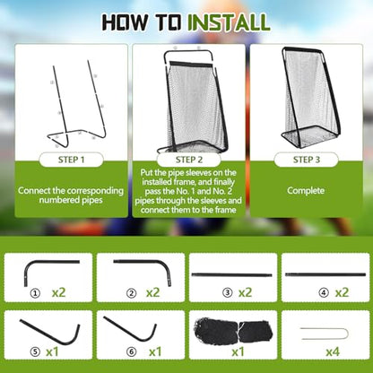 MorningRo Football Kicking Cage Net 7 x 3.2 or 8 x 3 x 4 ft Portable Football Throwing Net Powder Coated Steel Extra Deep Pocket for Punting Kicking Practice Train Equipment